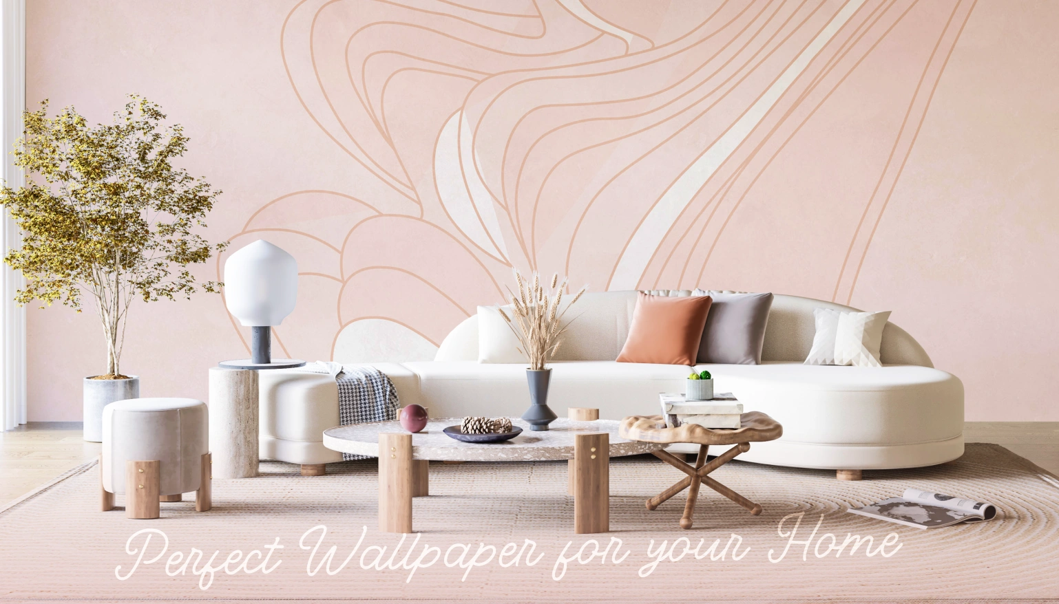 Big mural abstract wallpaper with pink tones